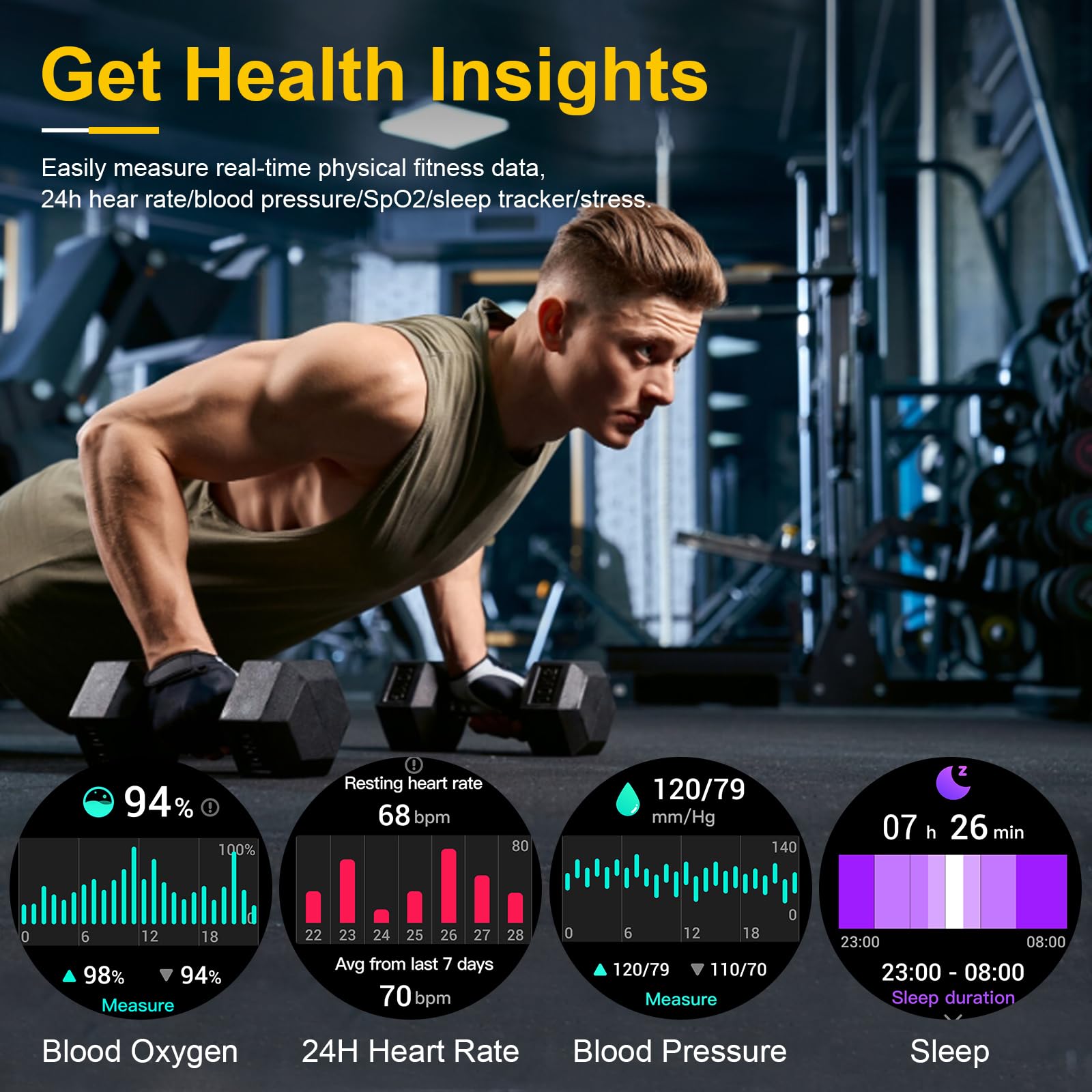 Smart Watches For Men-Bluetooth Call, 1.52 '' Military Smart Watch For Android Iphone, Waterproof Fitness Tracker Watch With Sle